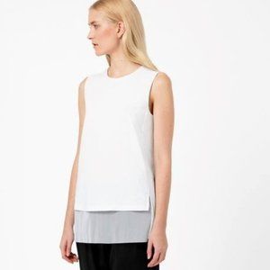 COS Sleeveless Mesh Panel Top In White Size S EUC